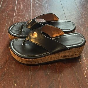 Black Wedge Sandals Size 7.5
